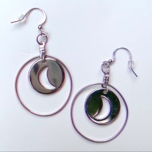 silver crescent moon hoop earrings